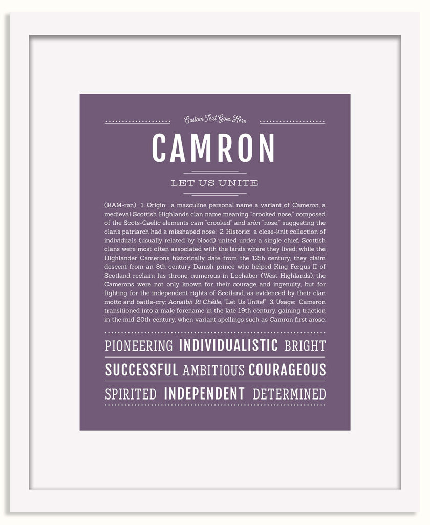 Frame Options | Deep Purple | White Frame, Matted