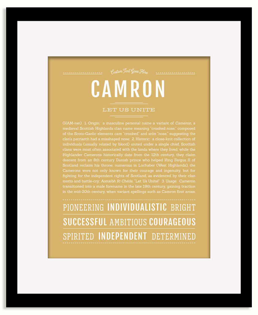 Frame Options | Matte Gold | Black Frame, Matted