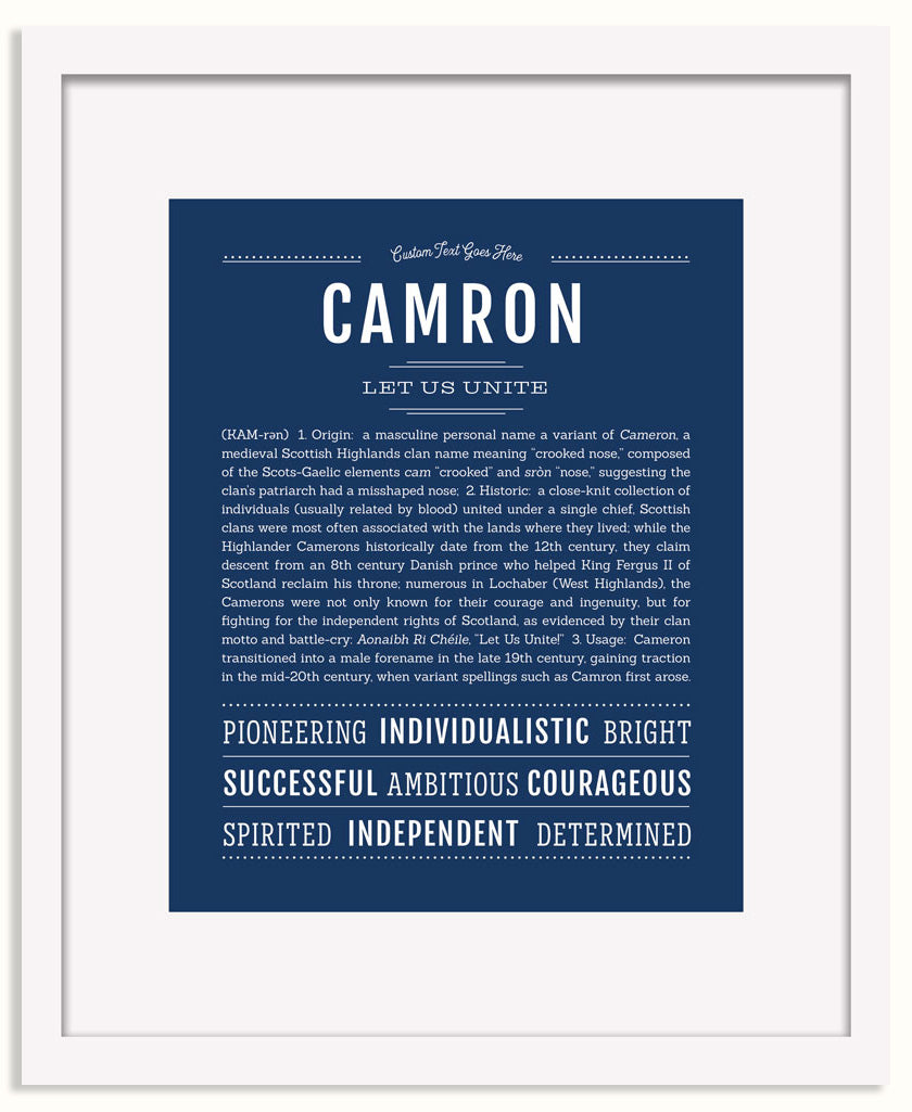 Frame Options | Midnight Blue | White Frame, Matted