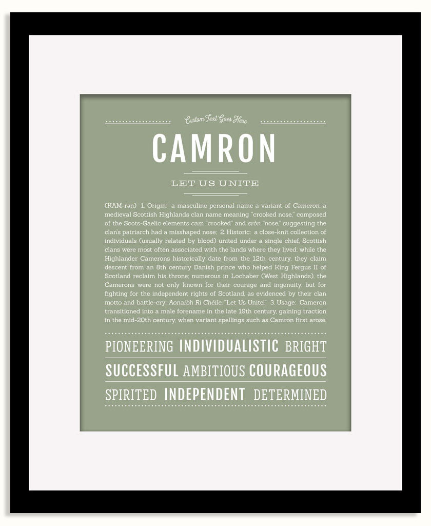Frame Options | Sage | Black Frame, Matted