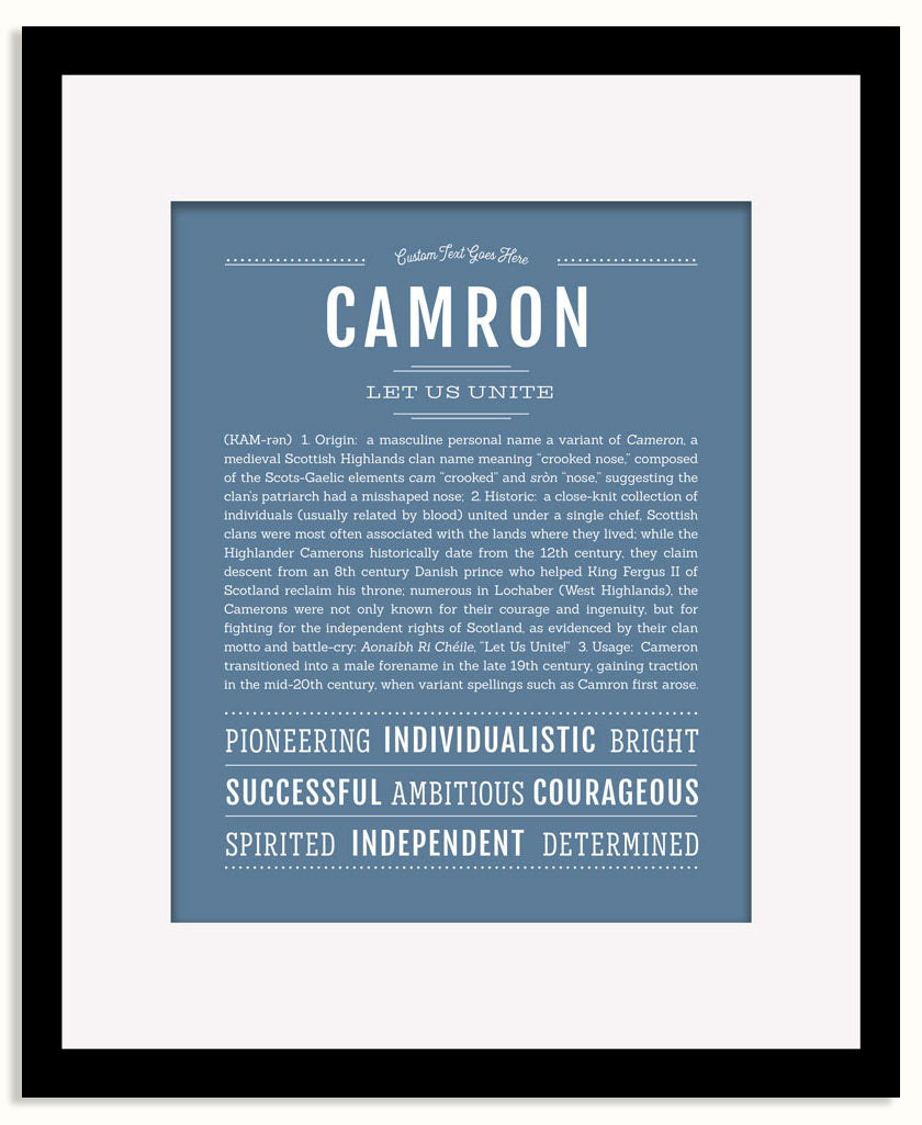 Frame Options | Steele Blue | Black Frame, Matted