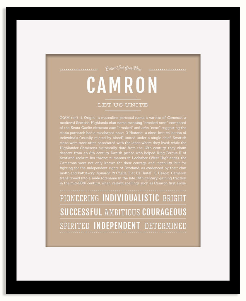 Frame Options | Tan | Black Frame, Matted
