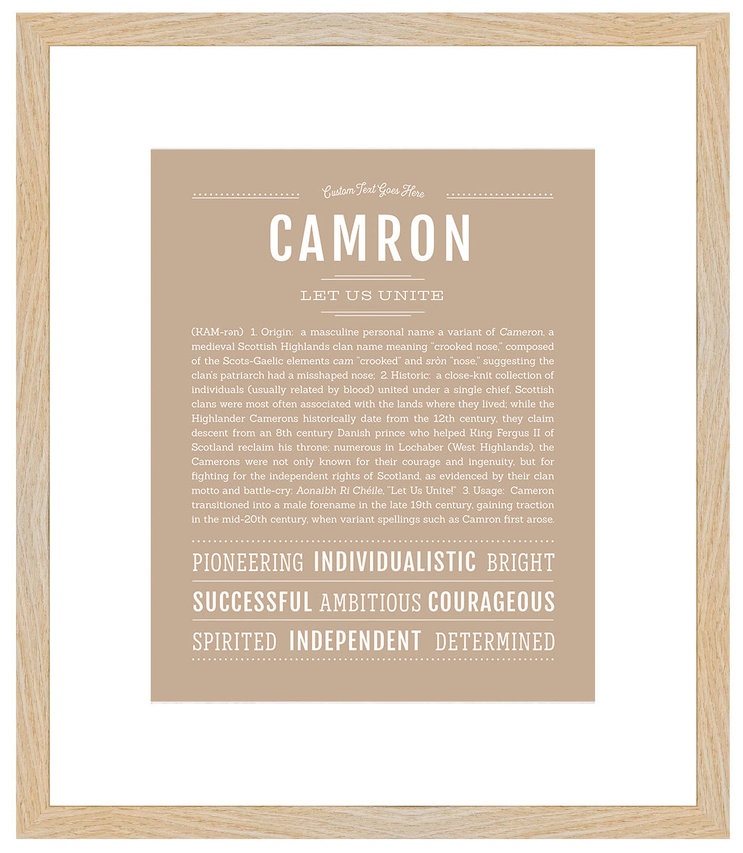 Frame Options | Tan | Maple Frame, Matted