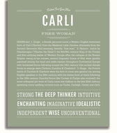 Carli Personalized Name Meaning Art Prints – Name Stories