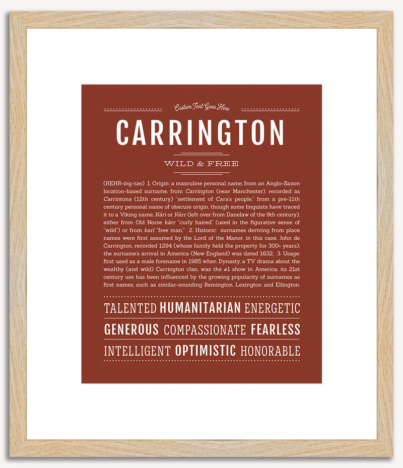 Carrington (male) | Name Art Print