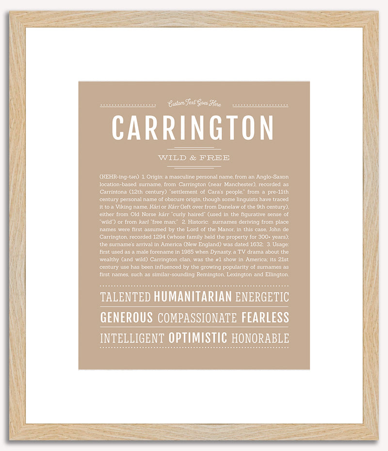 Carrington (male) | Name Art Print