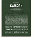 Carson Personalized Name Meaning Art Prints – Name Stories