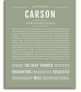 Carson Personalized Name Meaning Art Prints – Name Stories