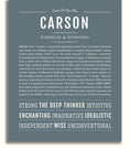 Carson Personalized Name Meaning Art Prints – Name Stories
