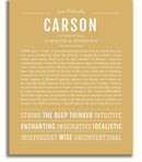 Carson Personalized Name Meaning Art Prints – Name Stories