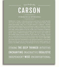 Carson Personalized Name Meaning Art Prints – Name Stories