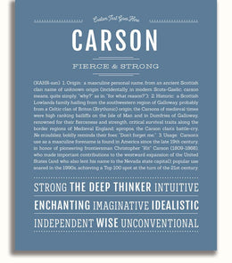 Name Karson Carson Personalized Name Meaning Art Prints – Name Stories