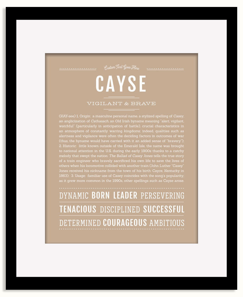 Frame Options | Tan | Black Frame, Matted