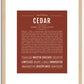 Cedar (female) | Name Art Print