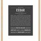 Cedar (female) | Name Art Print