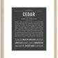 Cedar (male) | Name Art Print