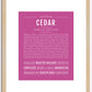 Cedar (female) | Name Art Print