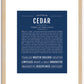 Cedar (male) | Name Art Print