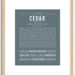 Cedar (female) | Name Art Print