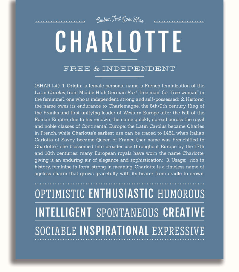 Charlotte ※プロフ必読 ページ Charlotte Personalized Name Meaning Art Prints – Name Stories