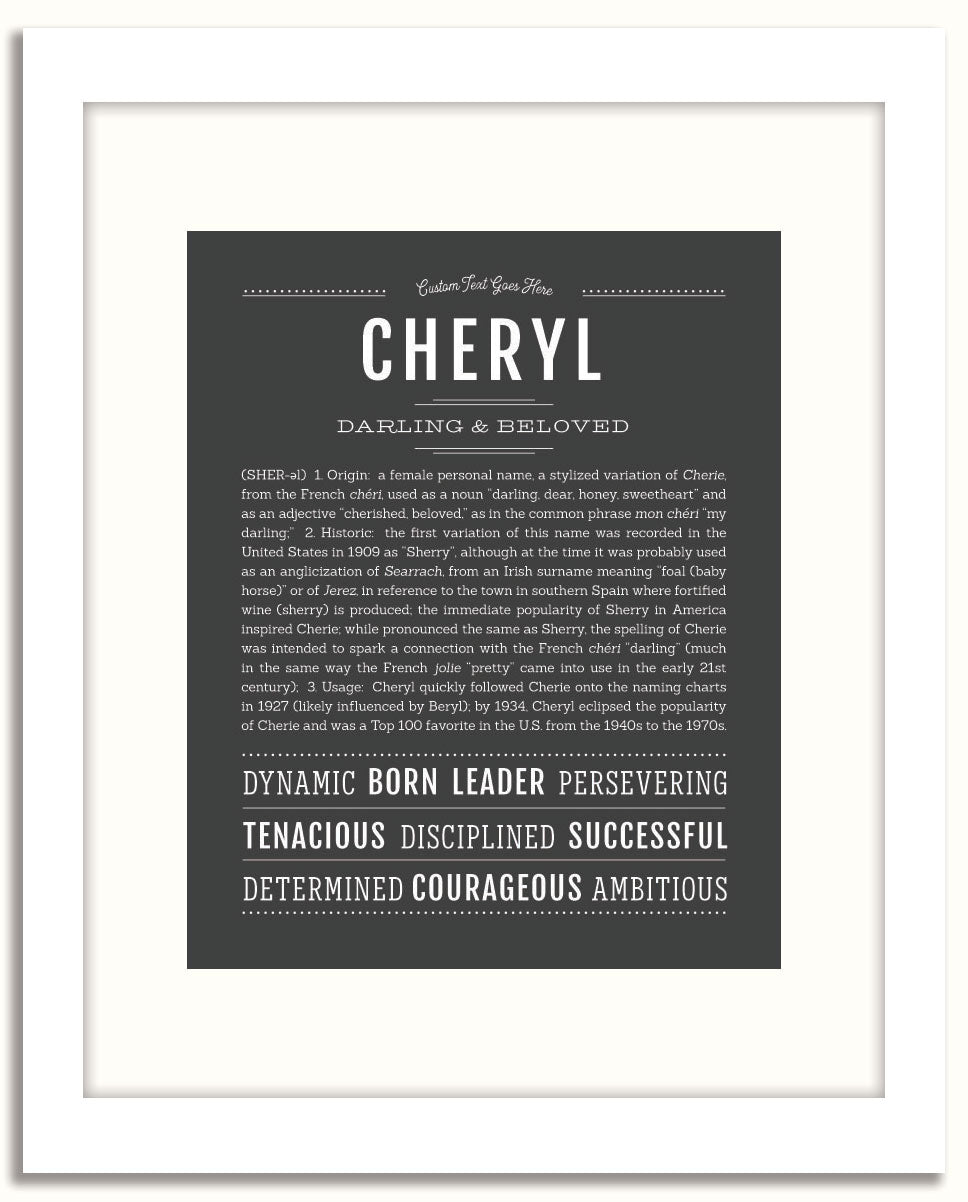 シェリーページ Cheryl Personalized Name Meaning Art Prints – Name Stories