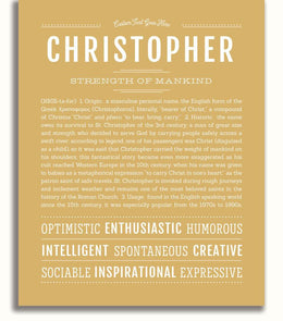 Christopher Personalized Name Meaning Art Prints – Name Stories