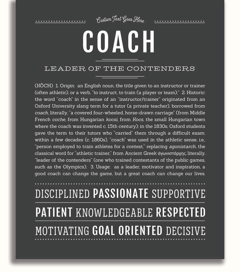 Coach Personalized Name Meaning Art Prints – Name Stories