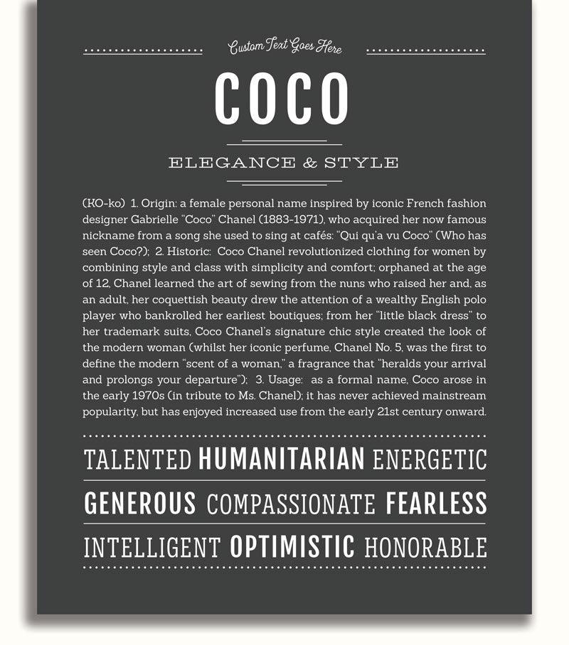 Coco Personalized Name Meaning Art Prints – Name Stories
