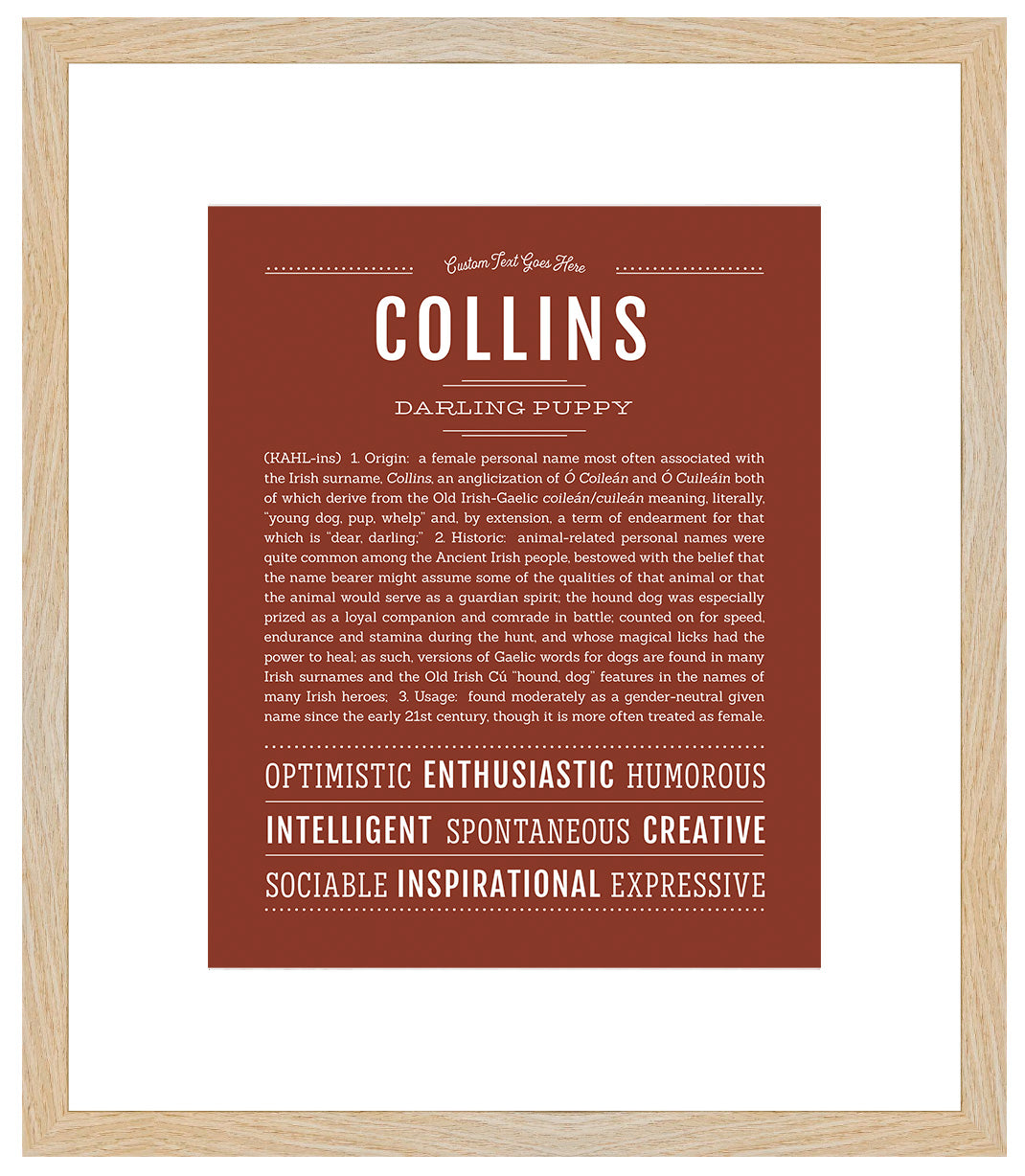 Collins (female) | Name Art Print