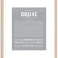 Collins (female) | Name Art Print