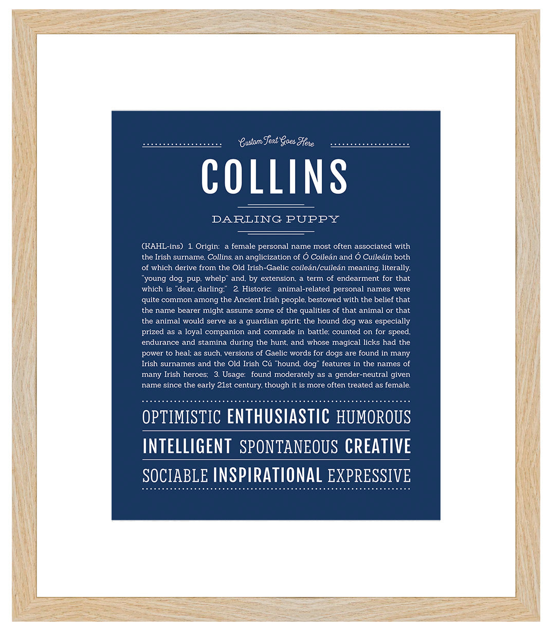 Collins (female) | Name Art Print