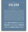Colson Personalized Name Meaning Art Prints – Name Stories