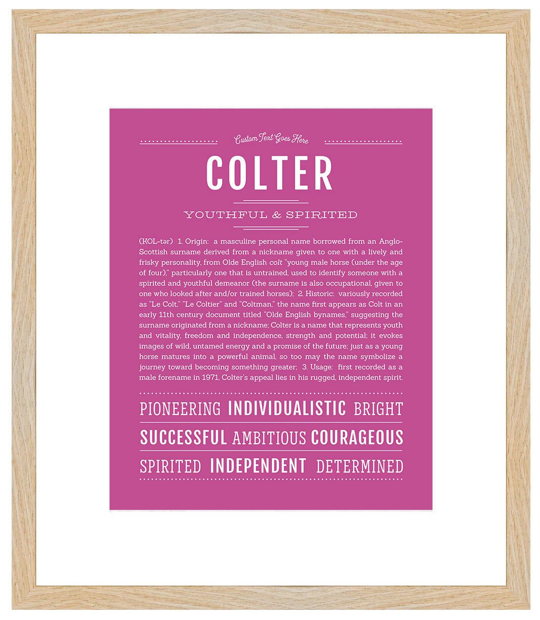 Frame Options | Dark Pink | Maple Frame, Matted