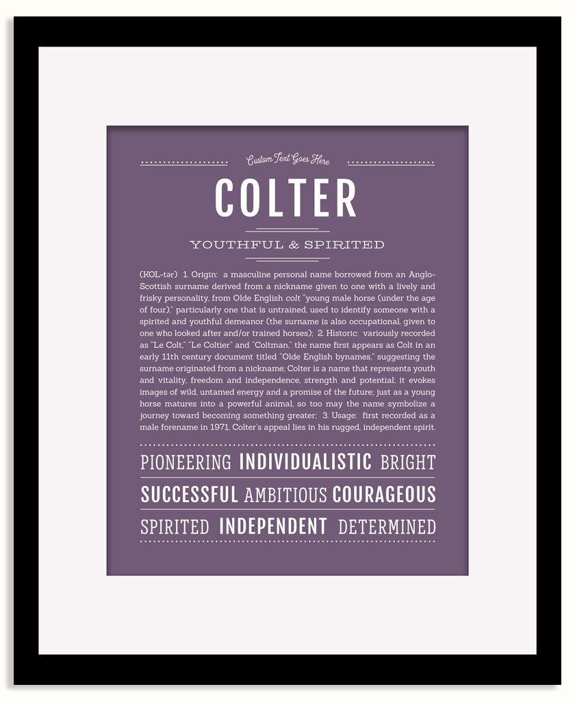 Frame Options | Deep Purple | Black Frame, Matted