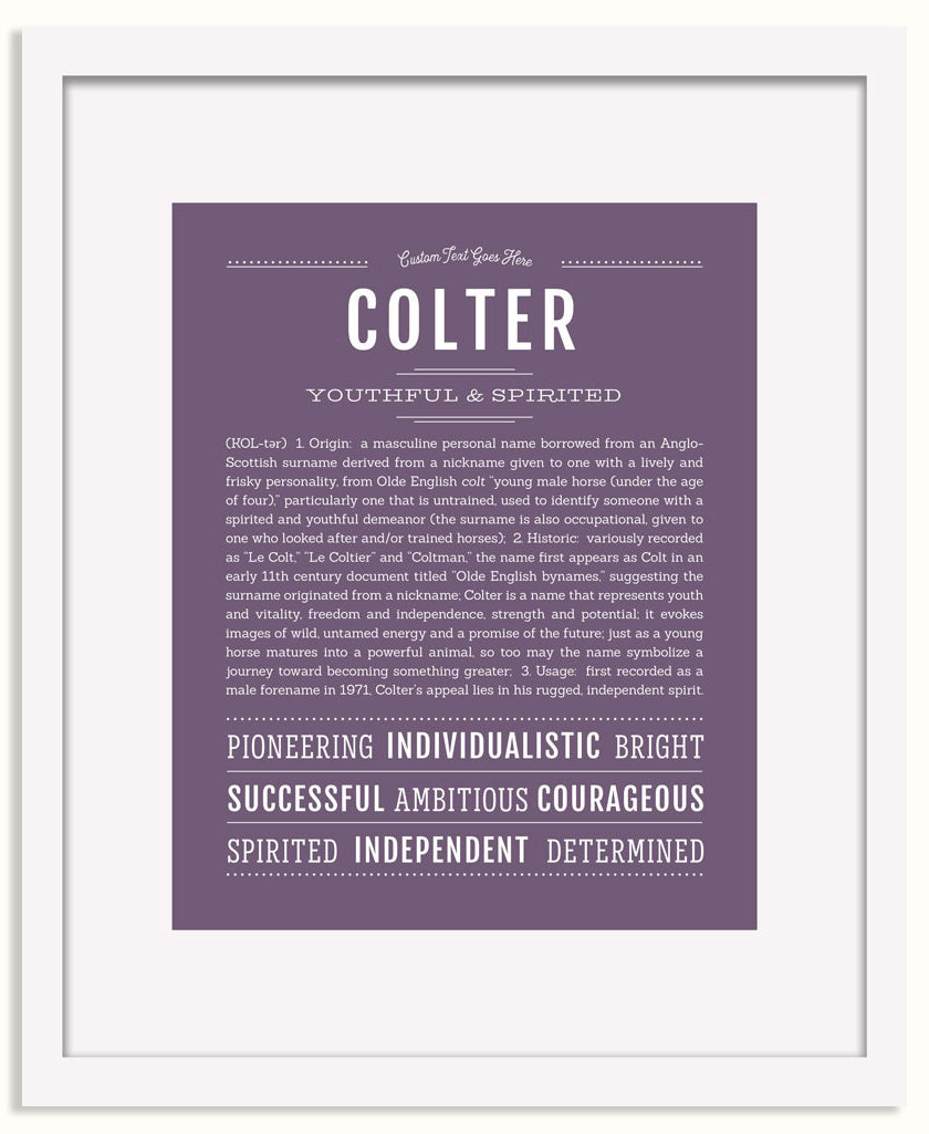 Frame Options | Deep Purple | White Frame, Matted
