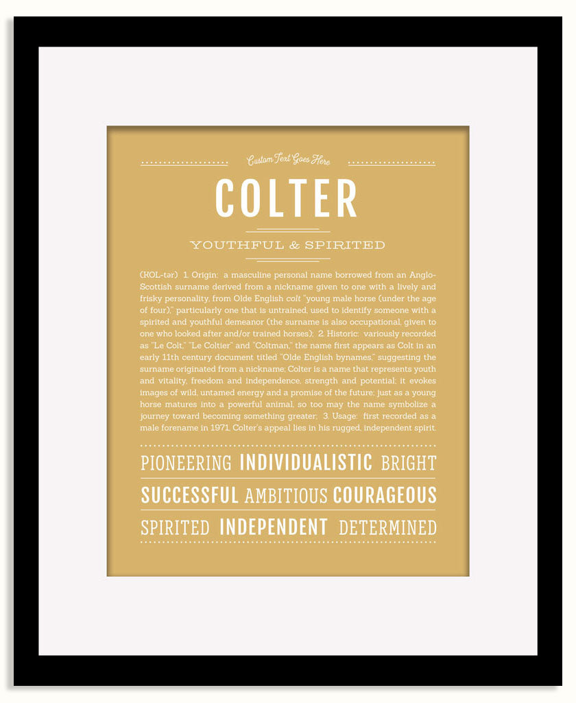 Frame Options | Matte Gold | Black Frame, Matted