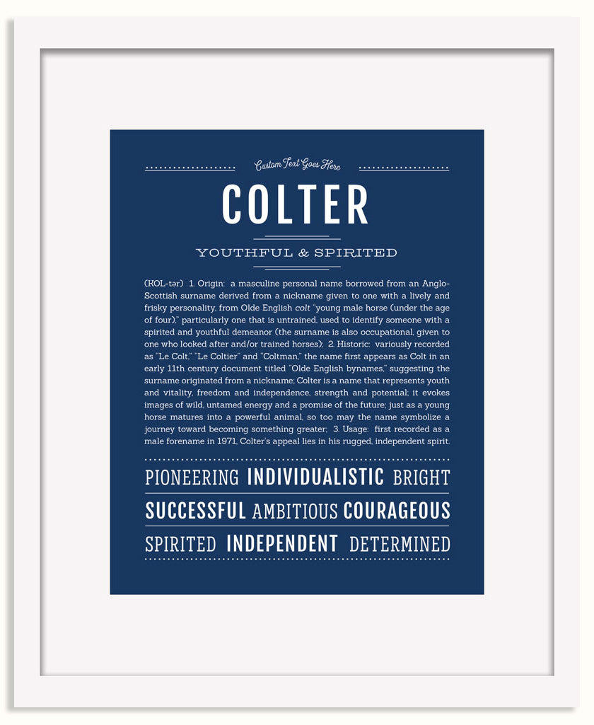 Frame Options | Midnight Blue | White Frame, Matted