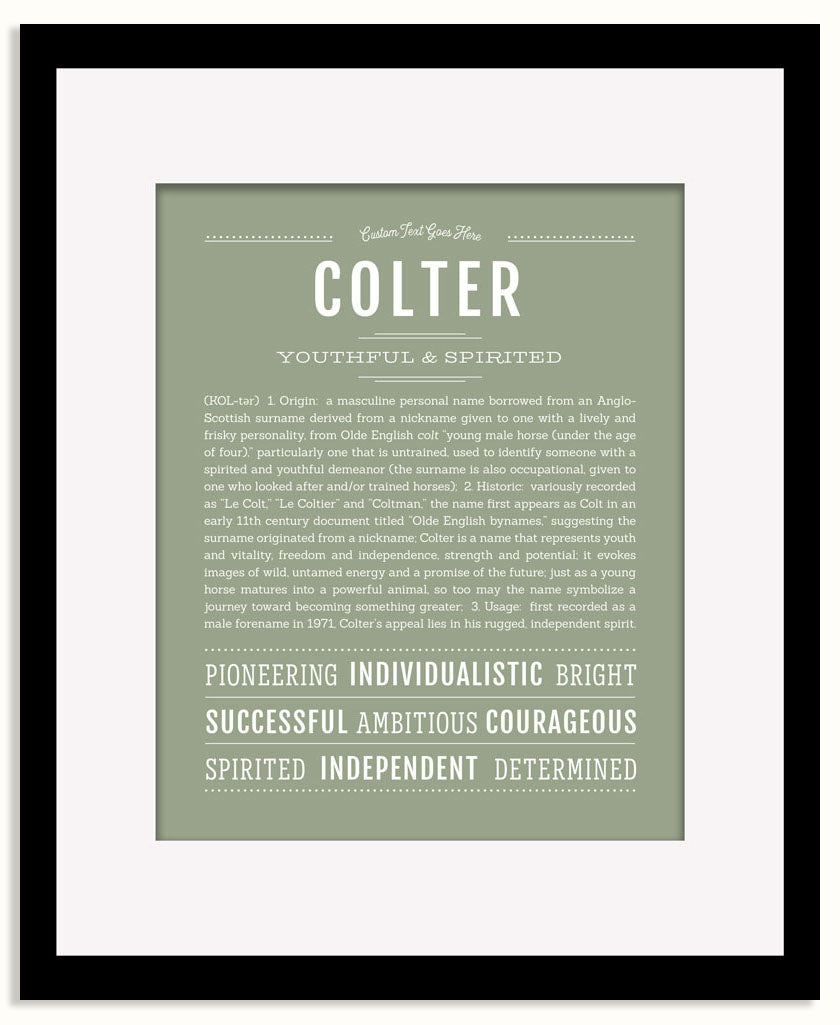 Frame Options | Sage | Black Frame, Matted