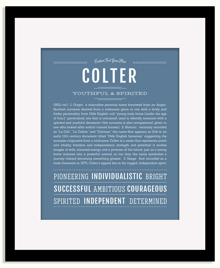 Frame Options | Steele Blue | Black Frame, Matted