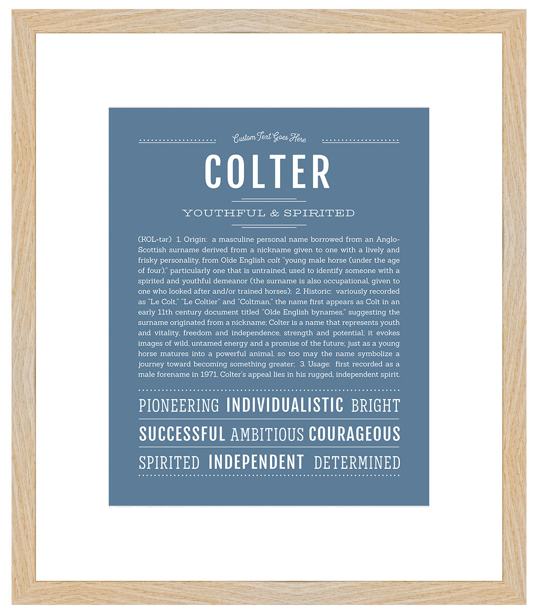 Frame Options | Steele Blue | Maple Frame, Matted