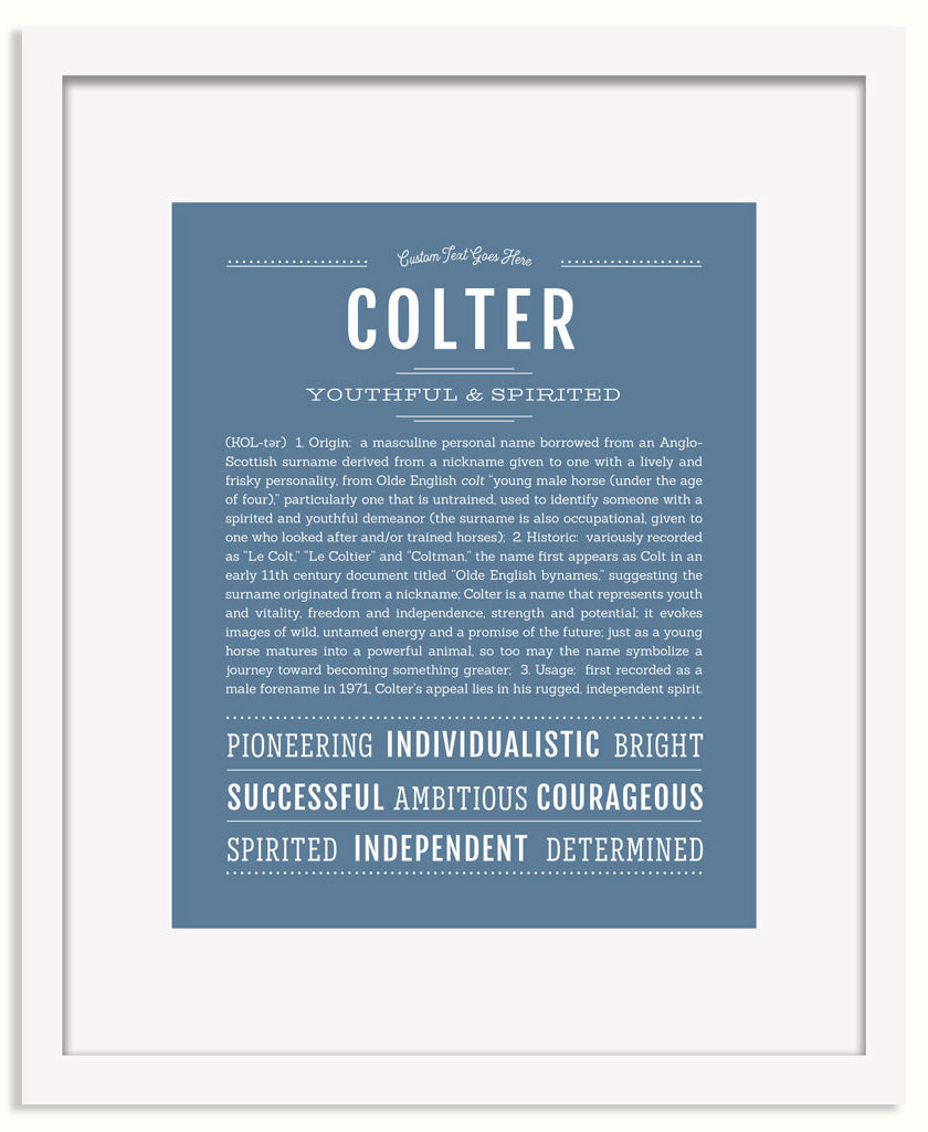 Frame Options | Steele Blue | White Frame, Matted