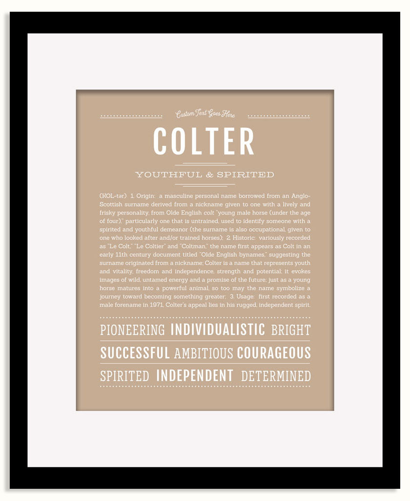 Frame Options | Tan | Black Frame, Matted