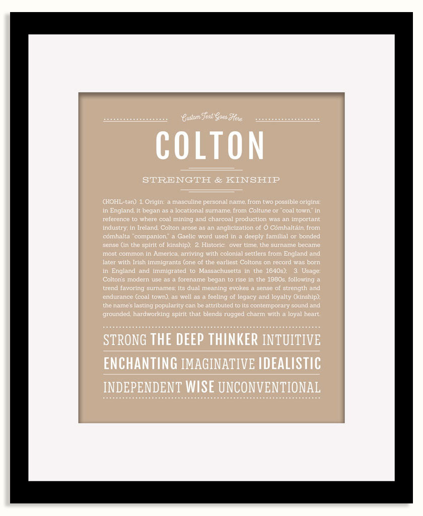 Frame Options | Tan | Black Frame, Matted