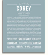 Corey Personalized Name Meaning Art Prints – Name Stories