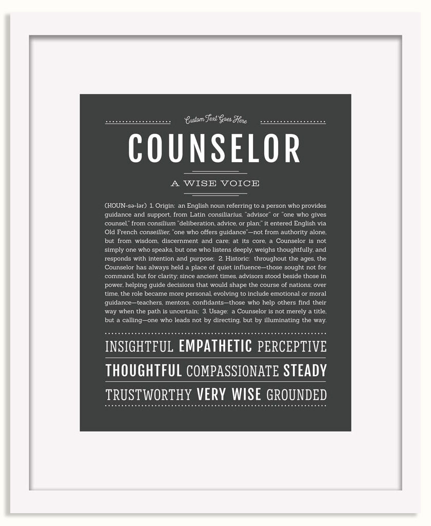 Frame Options | Charcoal Gray | White Frame, Matted