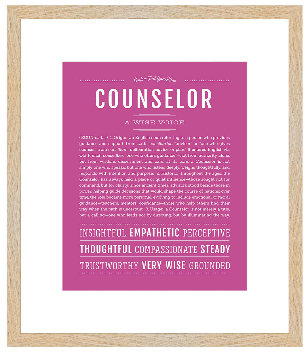 Frame Options | Dark Pink | Maple Frame, Matted