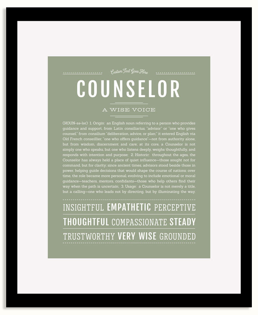 Frame Options | Sage | Black Frame, Matted