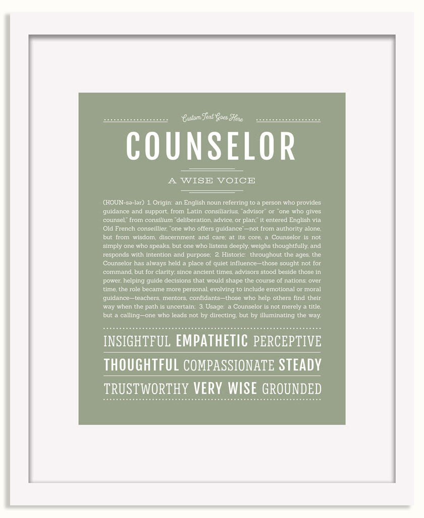 Frame Options | Sage | White Frame, Matted