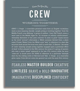 Crew Personalized Name Meaning Art Prints – Name Stories