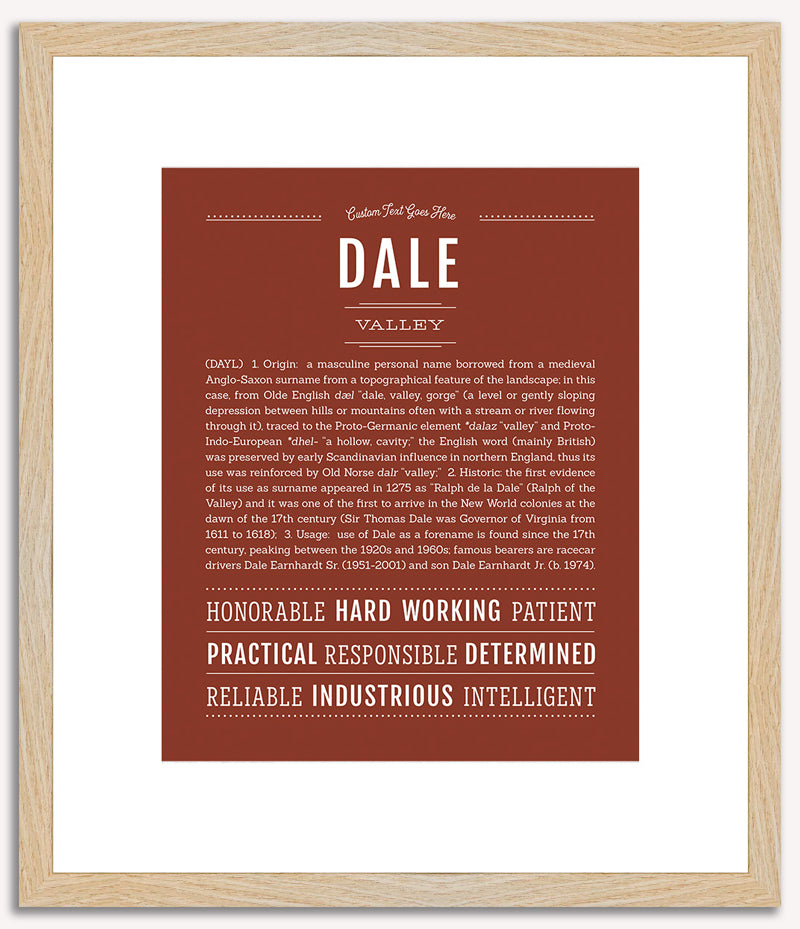 Dale (male) | Name Art Print